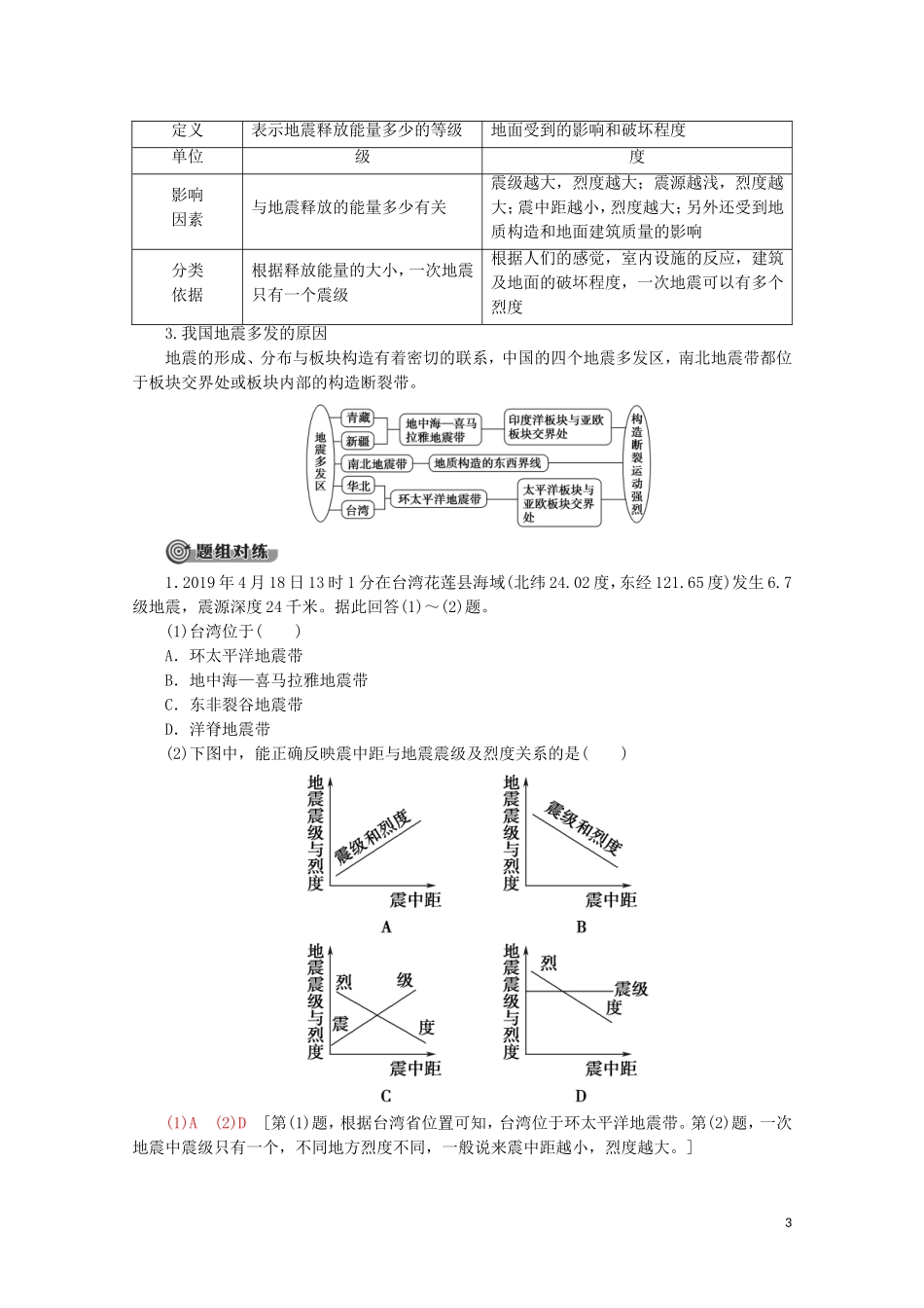 高中地理 第3章 常见自然灾害的成因与避防 第1节 常见自然灾害及其成因 第1课时 地质地貌灾害、海洋灾害与生物灾害讲义 中图版必修1-中图版高一必修1地理教案_第3页