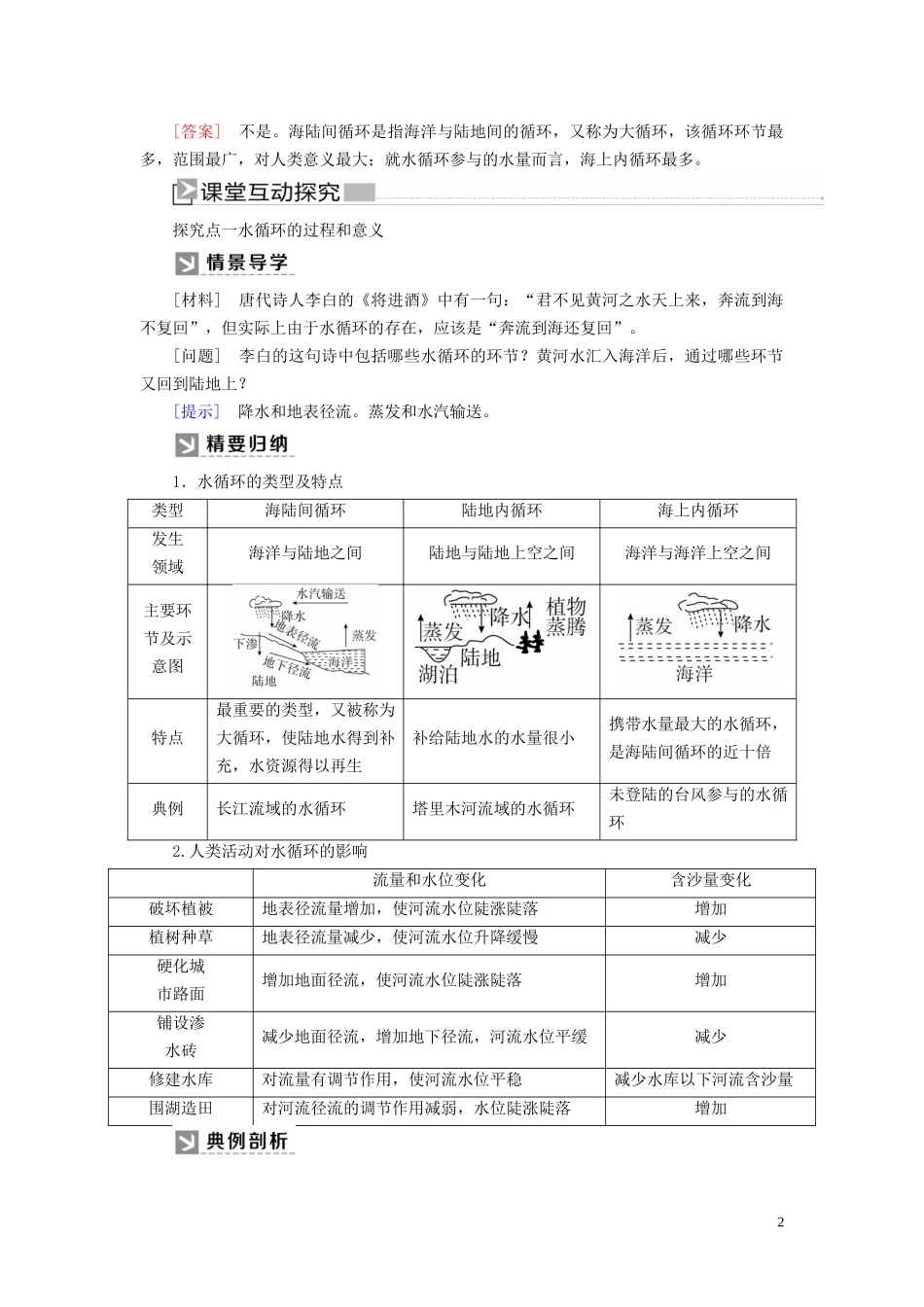 高中地理 第3章 地球上的水 3-1 水循环教案 新人教版必修第一册-新人教版高一第一册地理教案_第2页