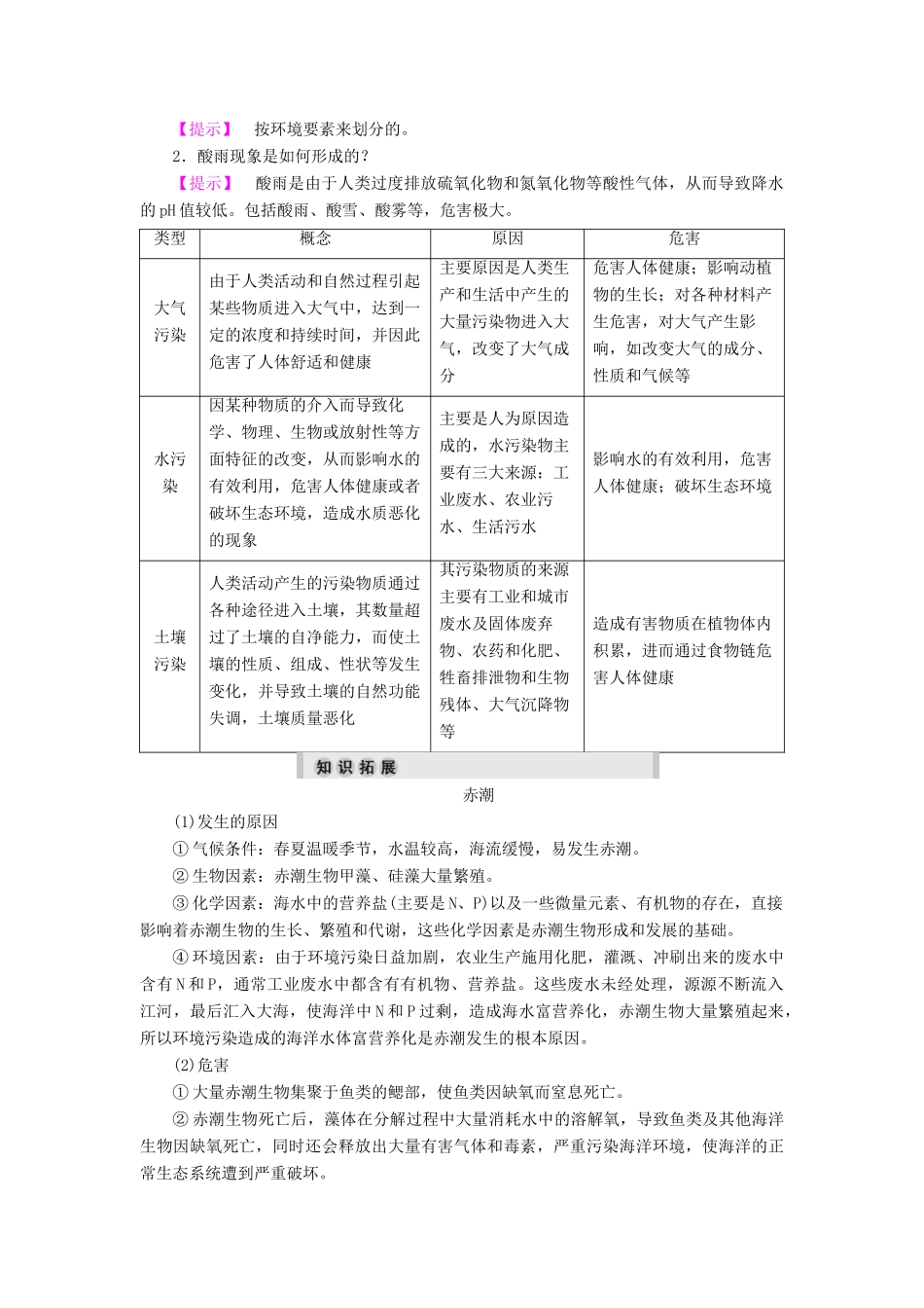 高中地理 第3单元 环境污染与防治 第1节 环境污染教案  鲁教版选修6-鲁教版高一选修6地理教案_第3页