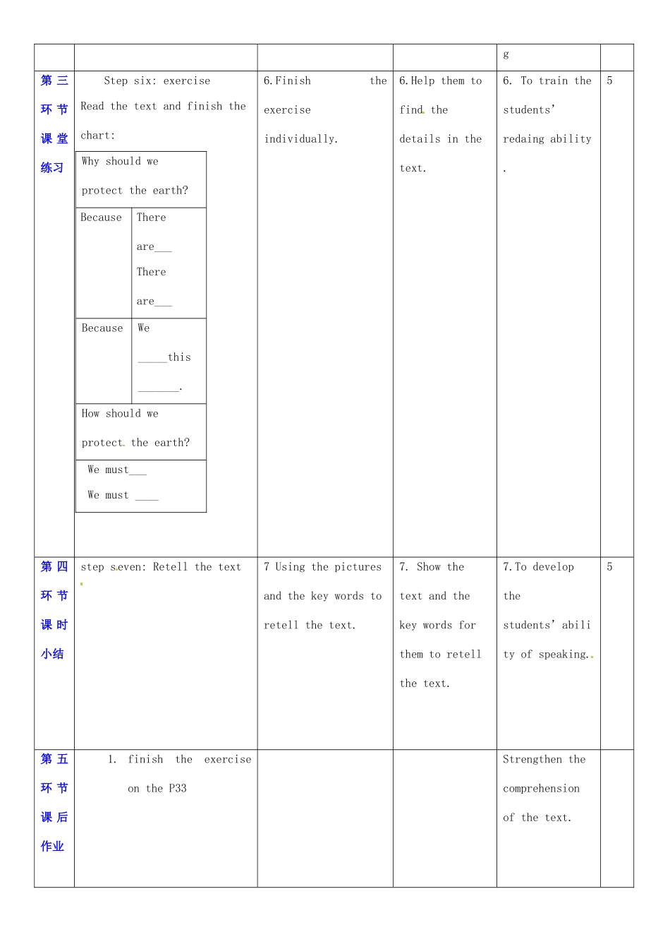 七年级英语上册 Unit 3 The Earth教案2 （新版）牛津深圳版-牛津深圳版初中七年级上册英语教案_第3页