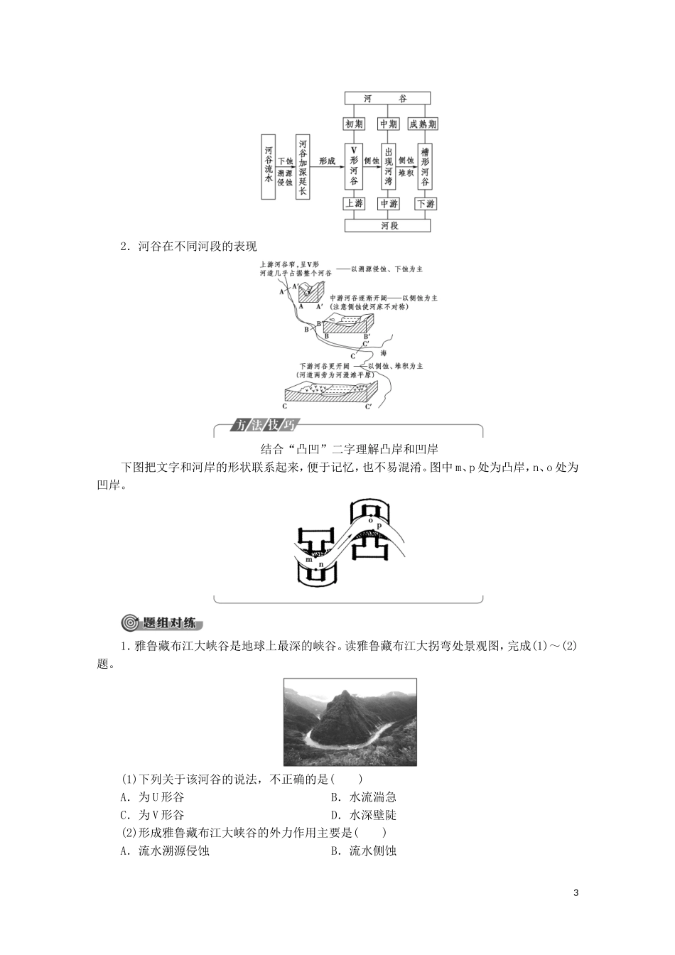 高中地理 第2章 地球的表面形态 第1节 流水地貌讲义 湘教版必修1-湘教版高一必修1地理教案_第3页