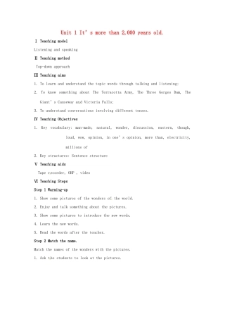 九年级英语上册 Module 1 Unit 1 It’s more than 2,000 years old教案 （新版）外研版-（新版）外研版初中九年级上册英语教案