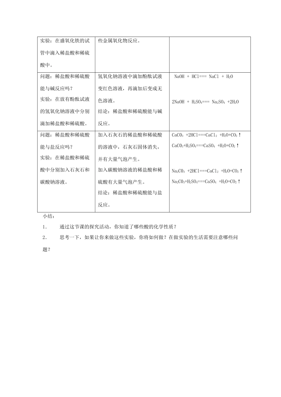 九年级科学上册 1.2重要的酸第二课时教案 华师大版_第2页