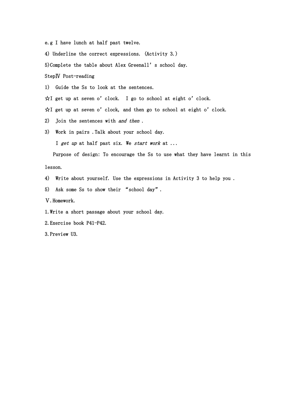 七年级英语上册 Module 5 My school day Unit 2 We start work at nine o'clock教案 （新版）外研版-（新版）外研版初中七年级上册英语教案_第2页