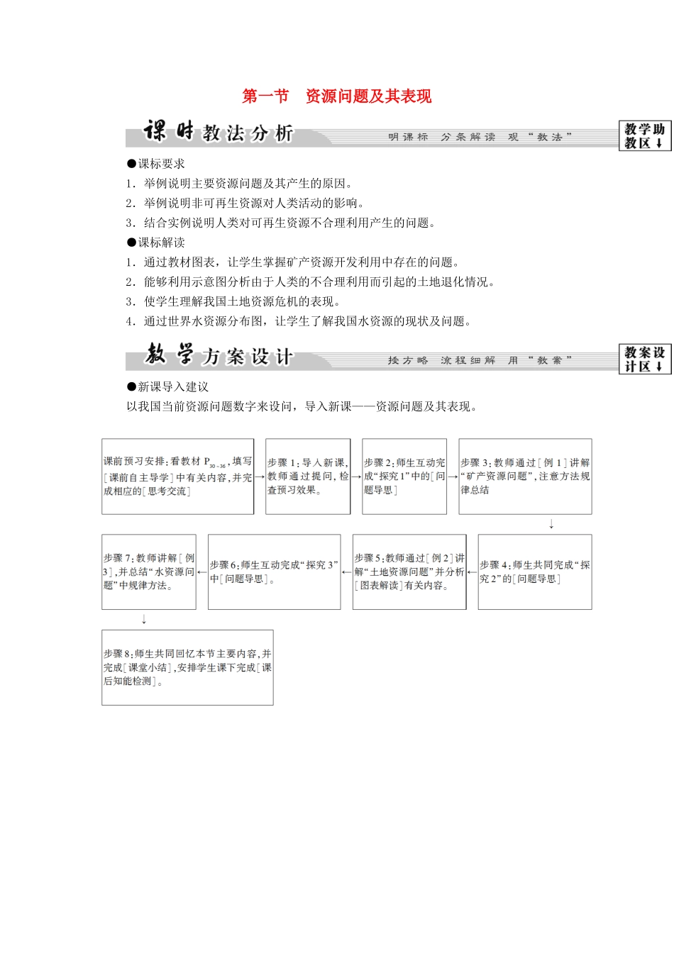 高中地理 第2单元 资源利用和生态保护 第1节 资源问题及其表现教案  鲁教版选修6-鲁教版高一选修6地理教案_第1页