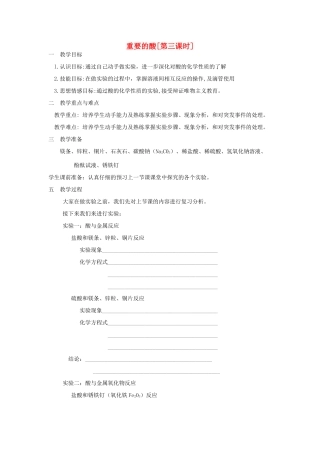 九年级科学上册 1.2重要的酸第三课时教案 华师大版