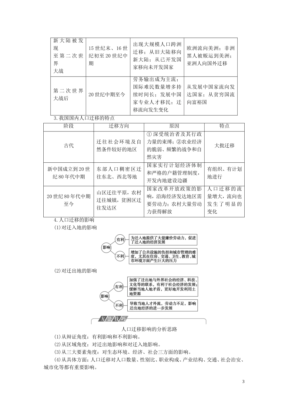 高中地理 第1章 人口分布、迁移与合理容量 第2节 人口迁移的特点及影响因素教案 中图版必修第二册-中图版高一第二册地理教案_第3页