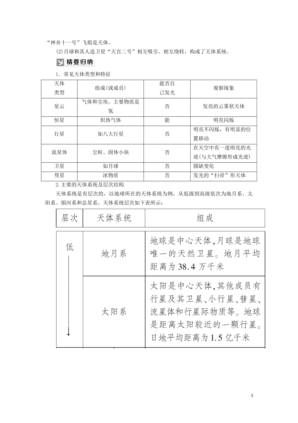 高中地理 第1章 宇宙中的地球 1-1 地球的宇宙环境教案 新人教版必修第一册-新人教版高一第一册地理教案_第3页