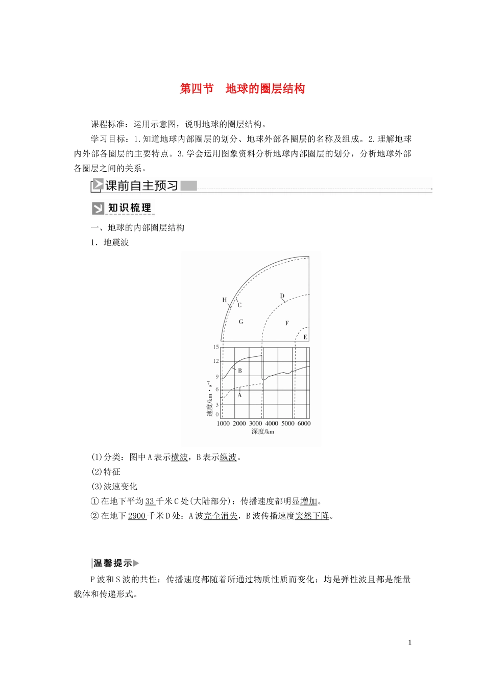 高中地理 第1章 宇宙中的地球 1-4 地球的圈层结构教案 新人教版必修第一册-新人教版高一第一册地理教案_第1页