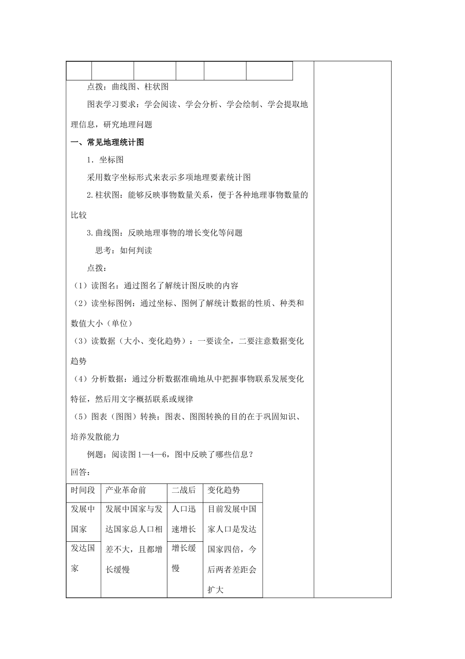 高中地理 第1单元 人口与地理环境 单元活动 学用地理统计图教学过程 鲁教版必修2-鲁教版高一必修2地理教案_第2页