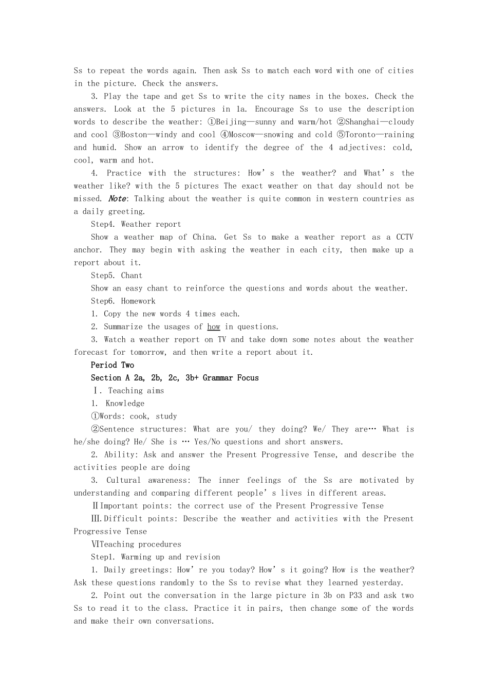 四川省江油市七年级英语下册《unit6It’s raining!》教案 Unit6 (2) 人教新目标版_第3页