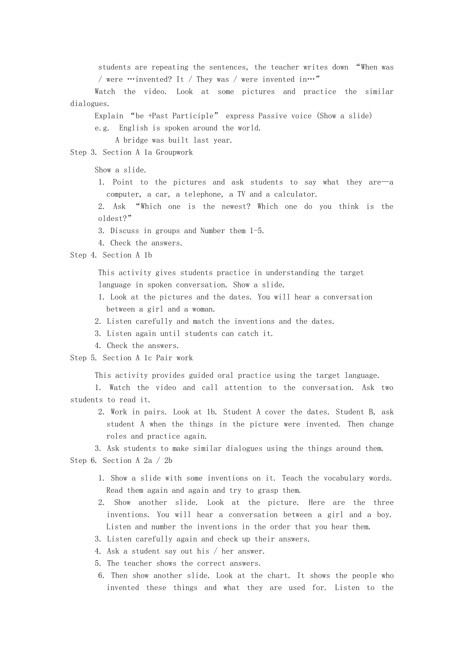 九年级英语上册 Unit 9《When was it invented》教案 人教新目标版_第2页