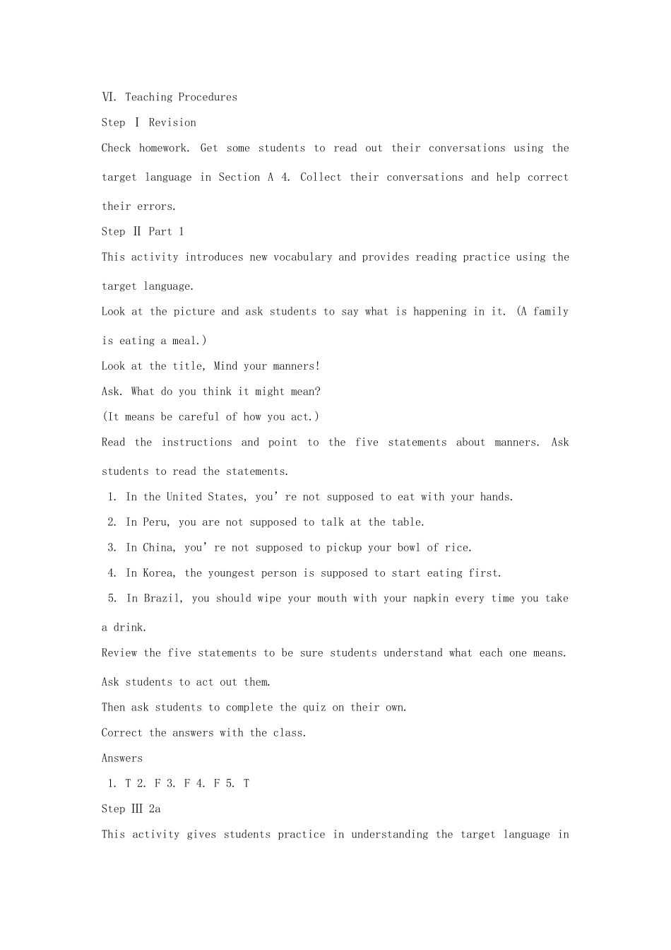 九年级英语全册 Unit 12 You’re supposed to shake hands The 4th Period示范教案 人教新目标版_第2页