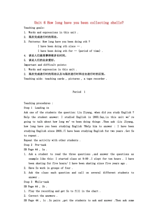 八年级英语下册 Unit 6 How long have you been collecting shells英文教案 人教新目标版