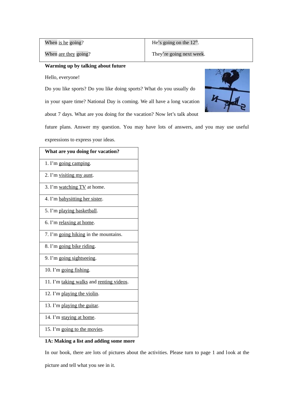 人教新目标八年级英语上学期Unit3 What are you doing for vacation教案_第3页