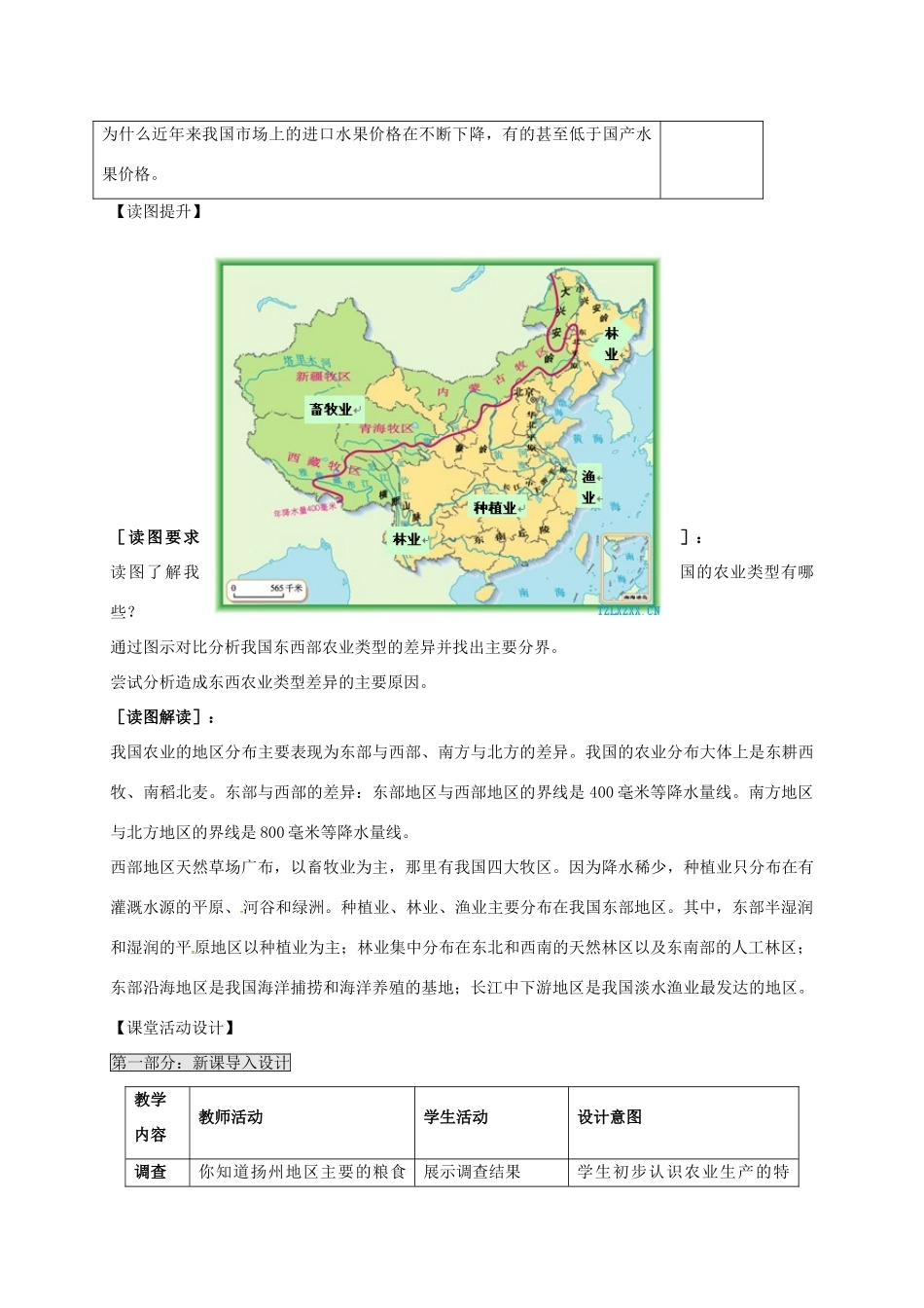高中地理 3.1 农业生产与地理环境（第1课时）教案 鲁教版必修2-鲁教版高一必修2地理教案_第3页