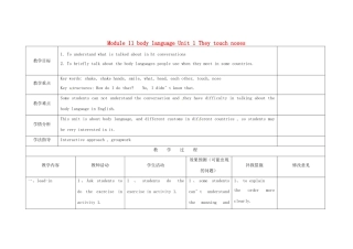 四川省华蓥市明月镇七年级英语下册 Module 11 body language Unit 1 They touch noses教案2 （新版）外研版