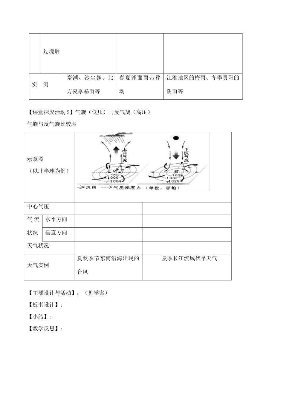 高中地理 2.2 大气圈与天气、气候（常见的天气系统）教案5 鲁教版必修1-鲁教版高一必修1地理教案_第2页