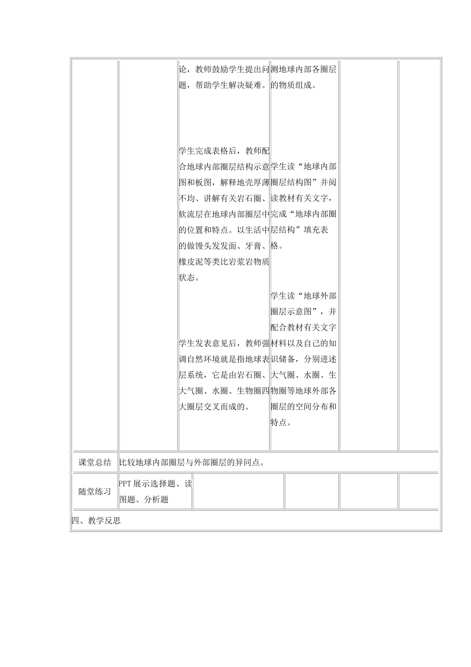 高中地理 1.4 地球的圈层结构教学设计 新人教版必修1-新人教版高一必修1地理教案_第3页