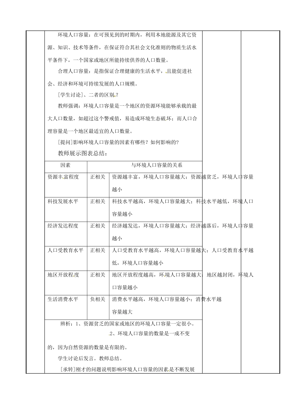 高中地理 1.3人口分布与人口合理容量教案2 鲁教版必修2-鲁教版高一必修2地理教案_第2页