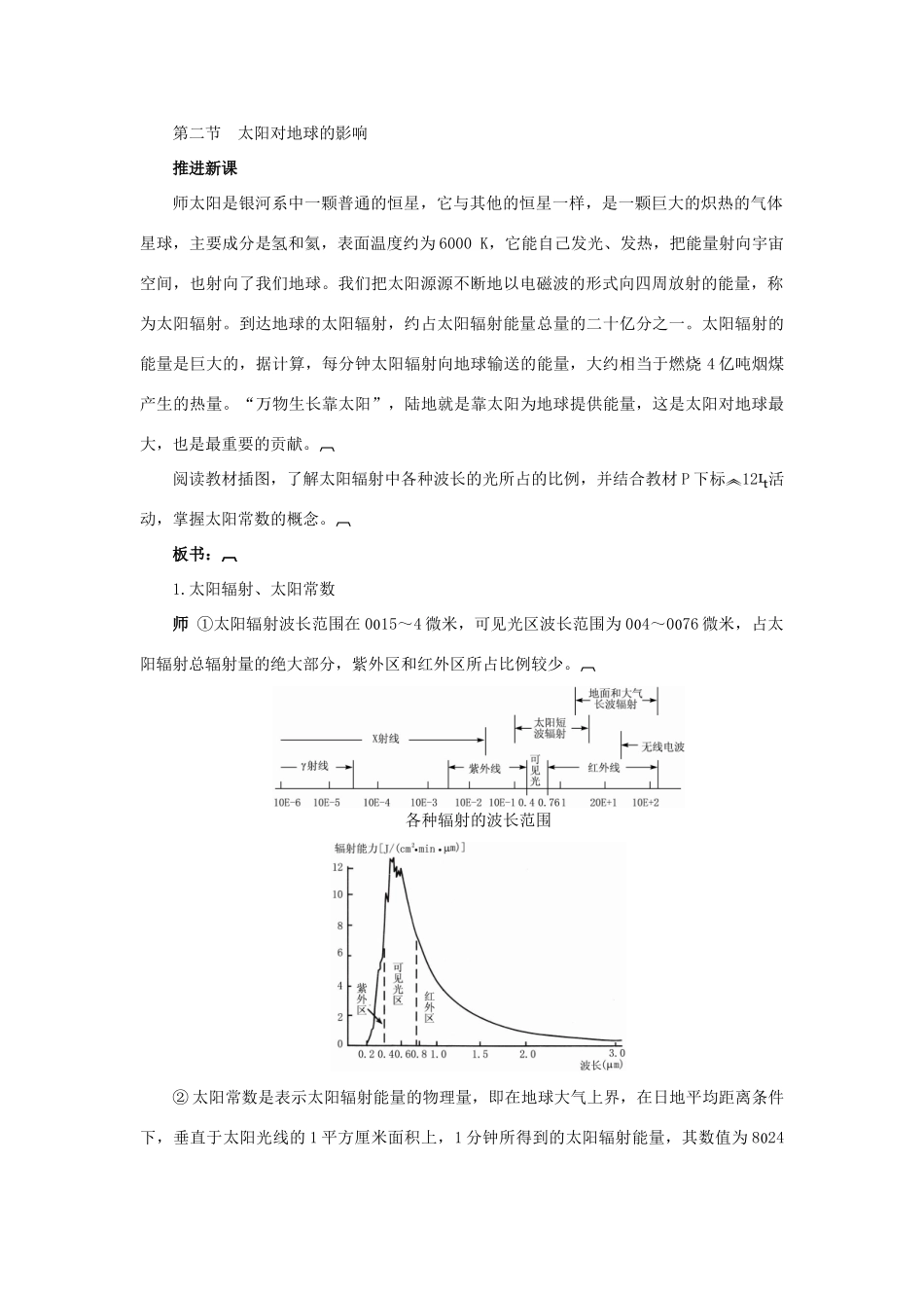 高中地理 1.2太阳对地球的影响教案 湘教版必修1-湘教版高一必修1地理教案_第2页
