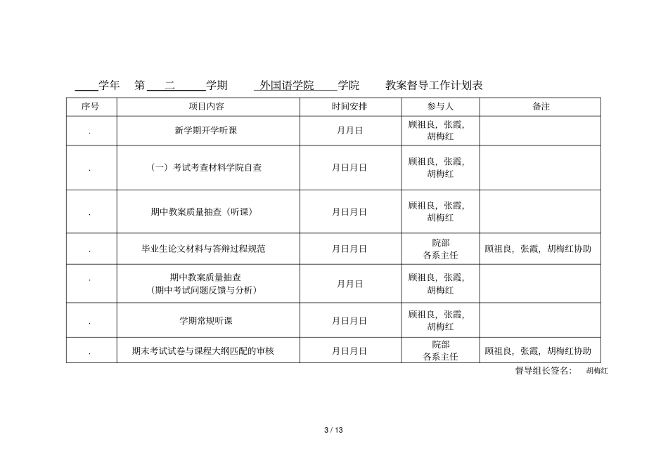2016—2017学年第二学期人文学院教学督导工作计划_第3页