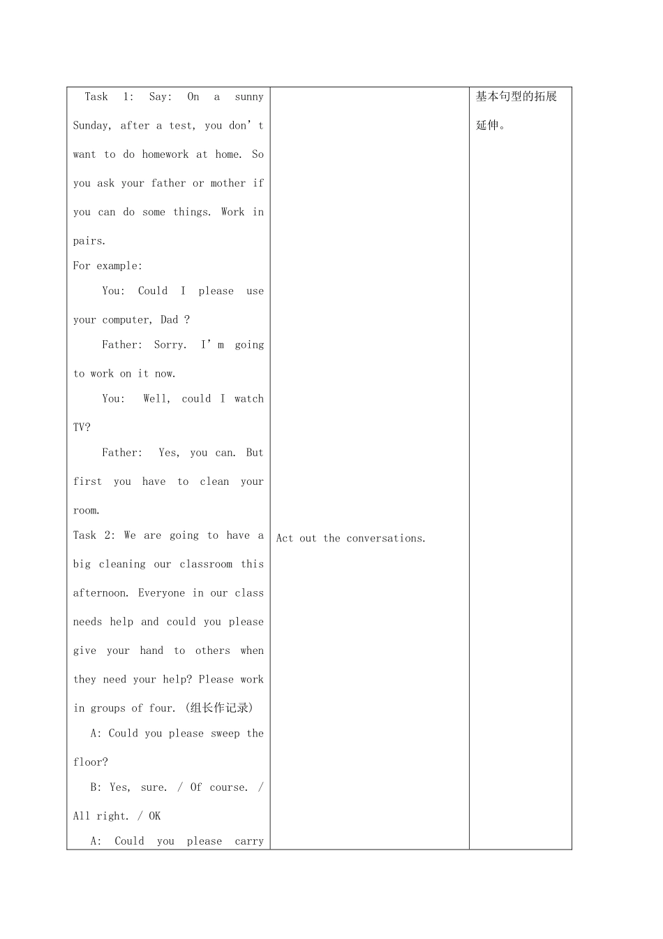 八年级英语上册 Unit 11 Could you please clean your room示范教案2 人教新目标版_第3页