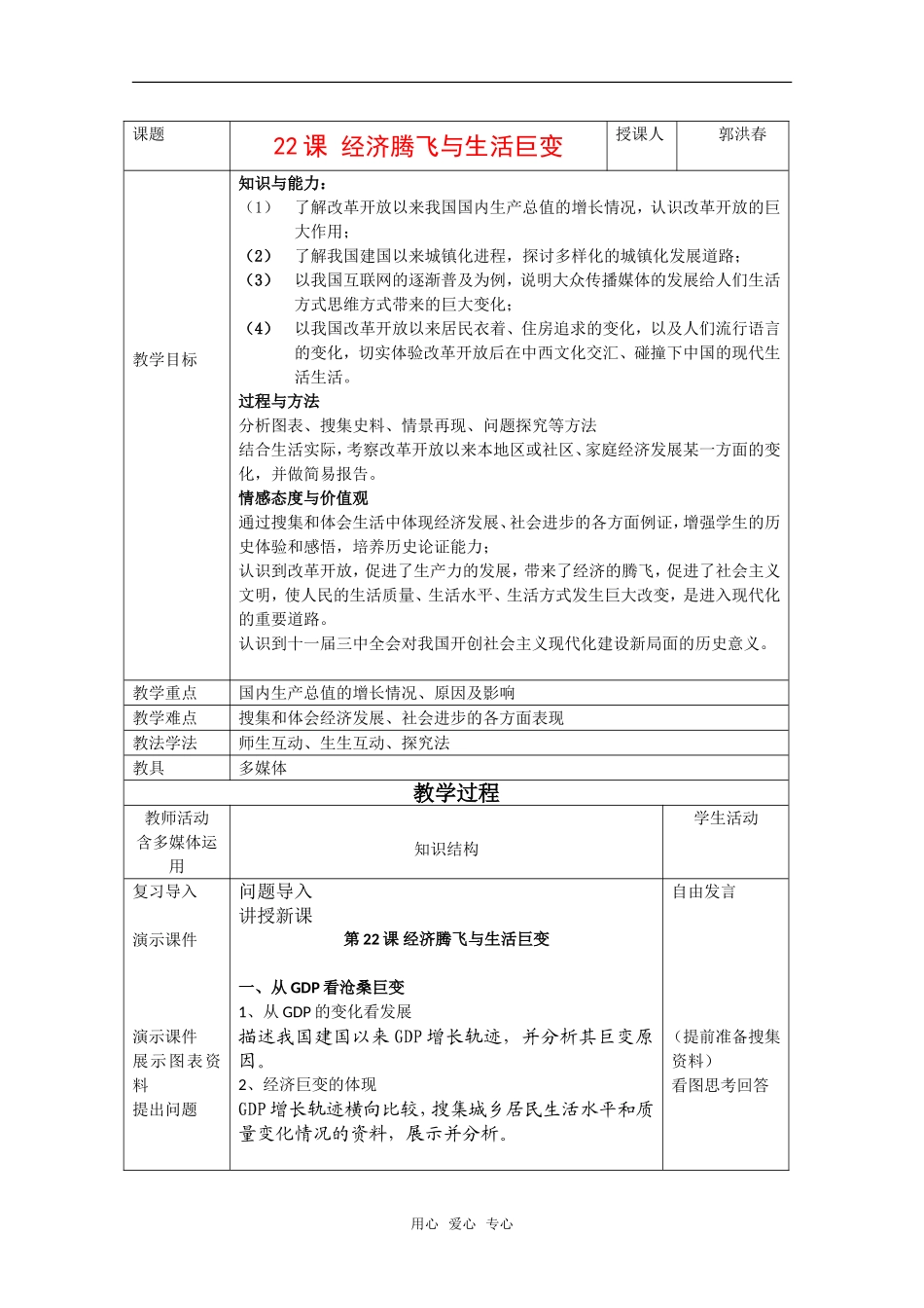 高中历史：第21课《经济腾飞与生活巨变》教案全集岳麓版必修2_第1页
