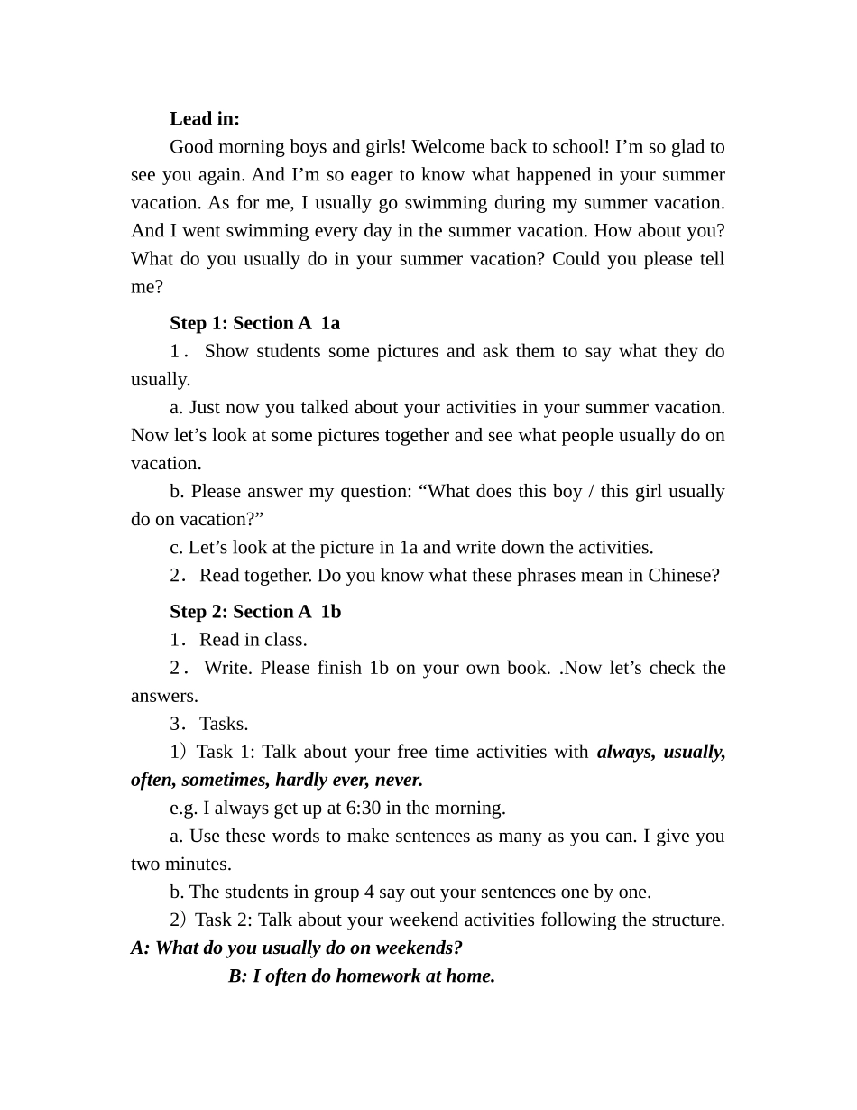 八年级英语上unit 1 教案人教版新目标_第2页