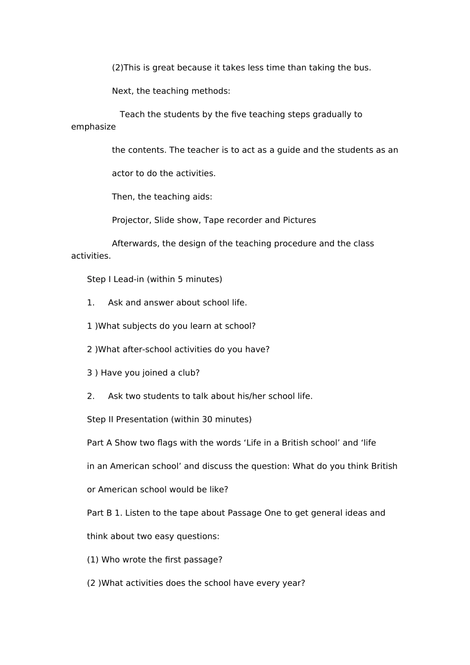 八年级英语UNIT 2 School Life reading部分说课稿牛津版_第2页