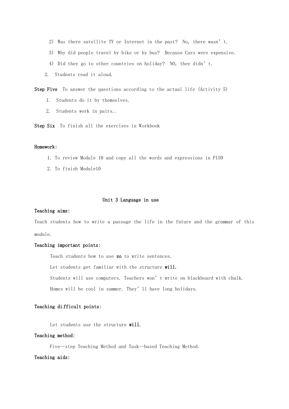 天津市宝坻区新安镇七年级英语下册 Module 9 Life history Unit 3 Language in use教案 （新版）外研版-（新版）外研版初中七年级下册英语教案_第3页