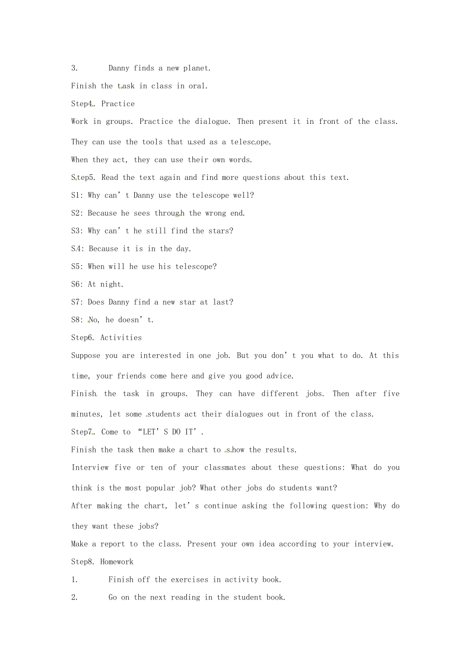 九年级英语下册 Lesson 45 Planet Danny英文教案 冀教版_第2页