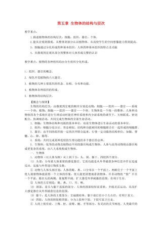 七年级科学下册 第五章 生物体的结构与层次教案（知识点+练习） 华东师大版