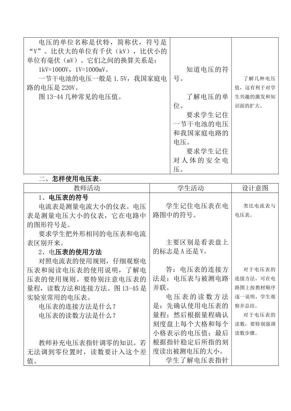 九年级物理第十三章第五节 测量电压教案沪科版_第2页