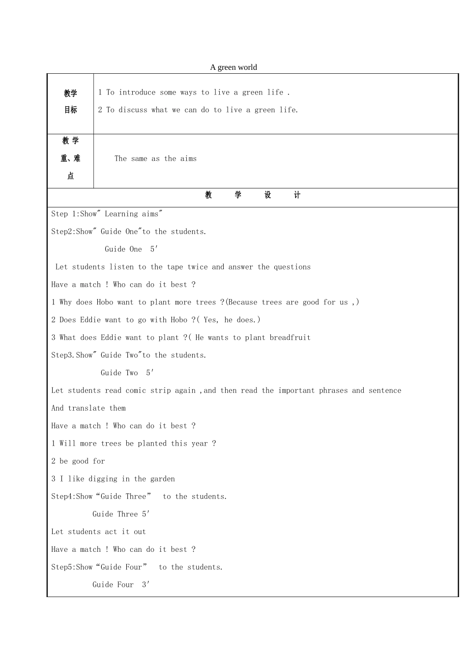 八年级英语下册 Unit 8 A green world comic strip and task教案 （新版）牛津版-（新版）牛津版初中八年级下册英语教案_第1页