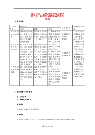 高中历史：2.2《阿布辛拜勒神庙的新生》教案（新人教版选修6）