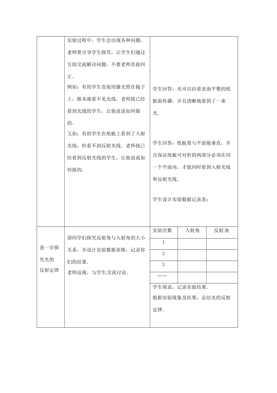 八年级物理上册 5.2《光的反射》教案 北师大版_第3页