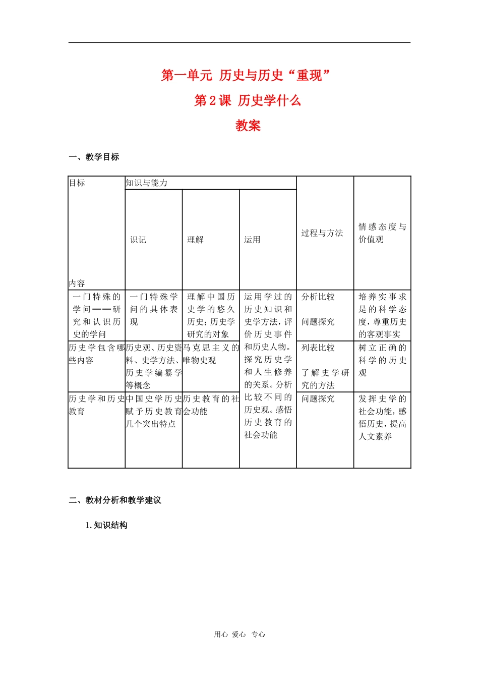 高中历史：1.2《历史学什么》教案（新人教版选修5）_第1页