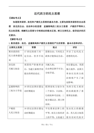 高中历史近代西方的民主思想新人教版必修二
