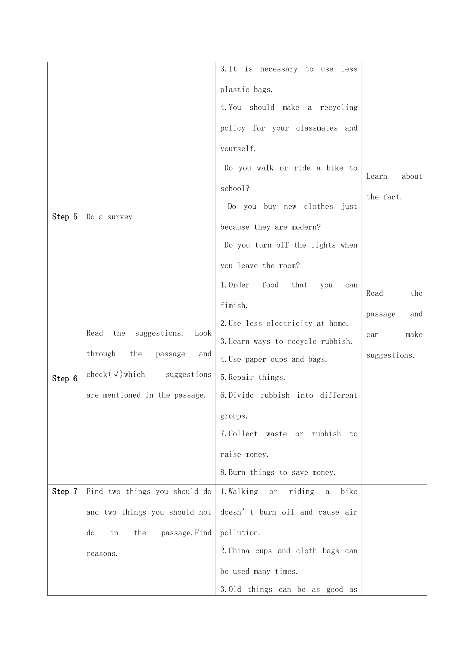 学年九年级英语上册 Module 12 Save our world Unit 2 Repeat these three words daily reduce，reuse and recycle教案 （新版）外研版-（新版）外研版初中九年级上册英语教案_第3页