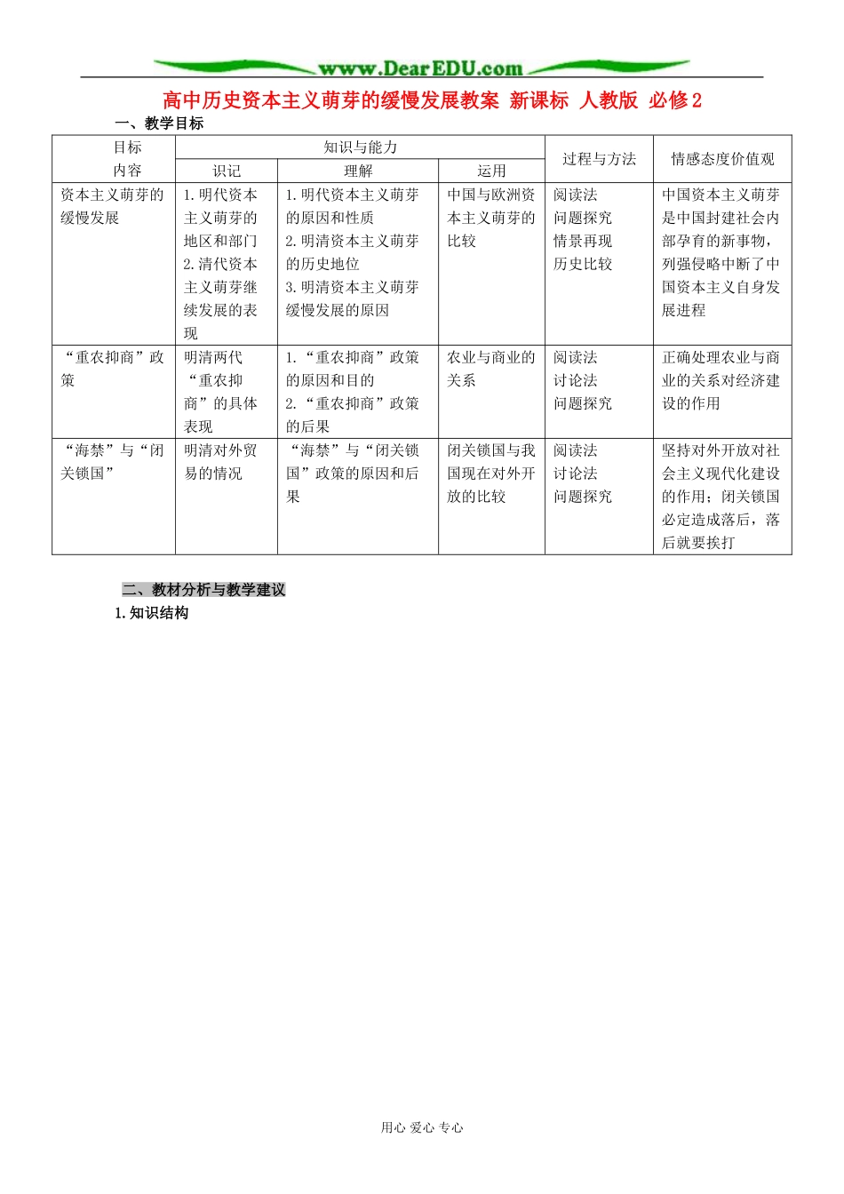 高中历史资本主义萌芽的缓慢发展教案 新课标 人教版 必修2_第1页