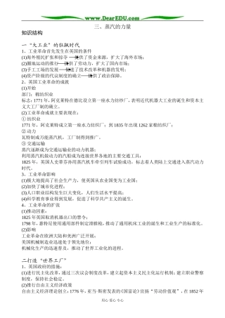 高中历史蒸汽的力量教案2人民版 必修2