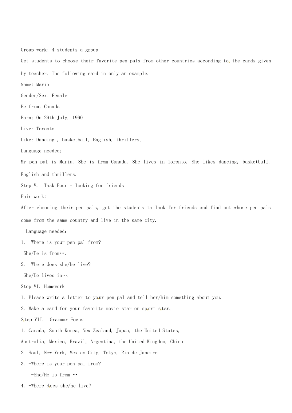 七年级英语下册 Unit1教案二 人教新目标版_第3页