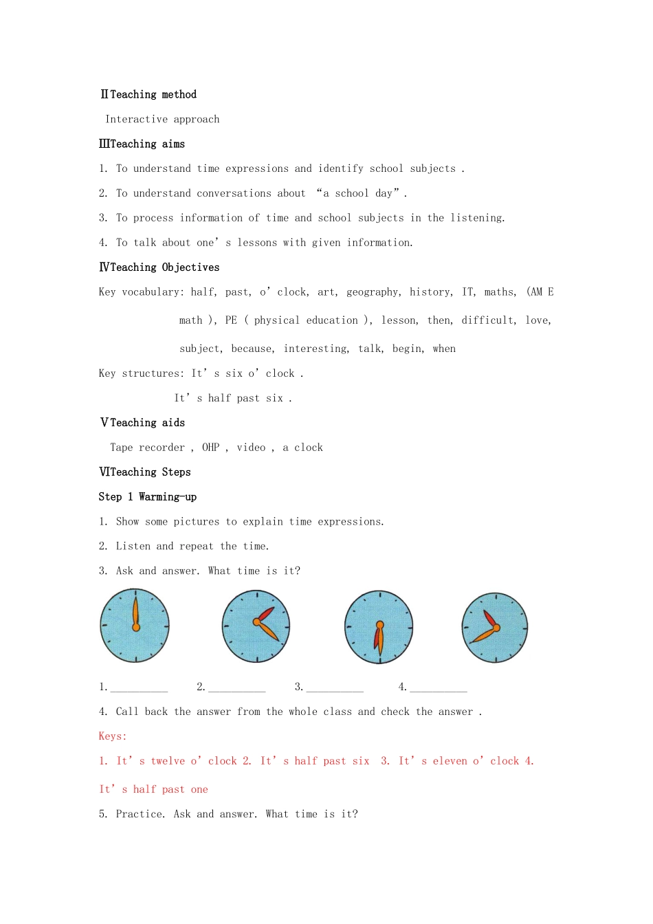 七年级英语上册 Module 5 My school day教案 （新版）外研版_第2页