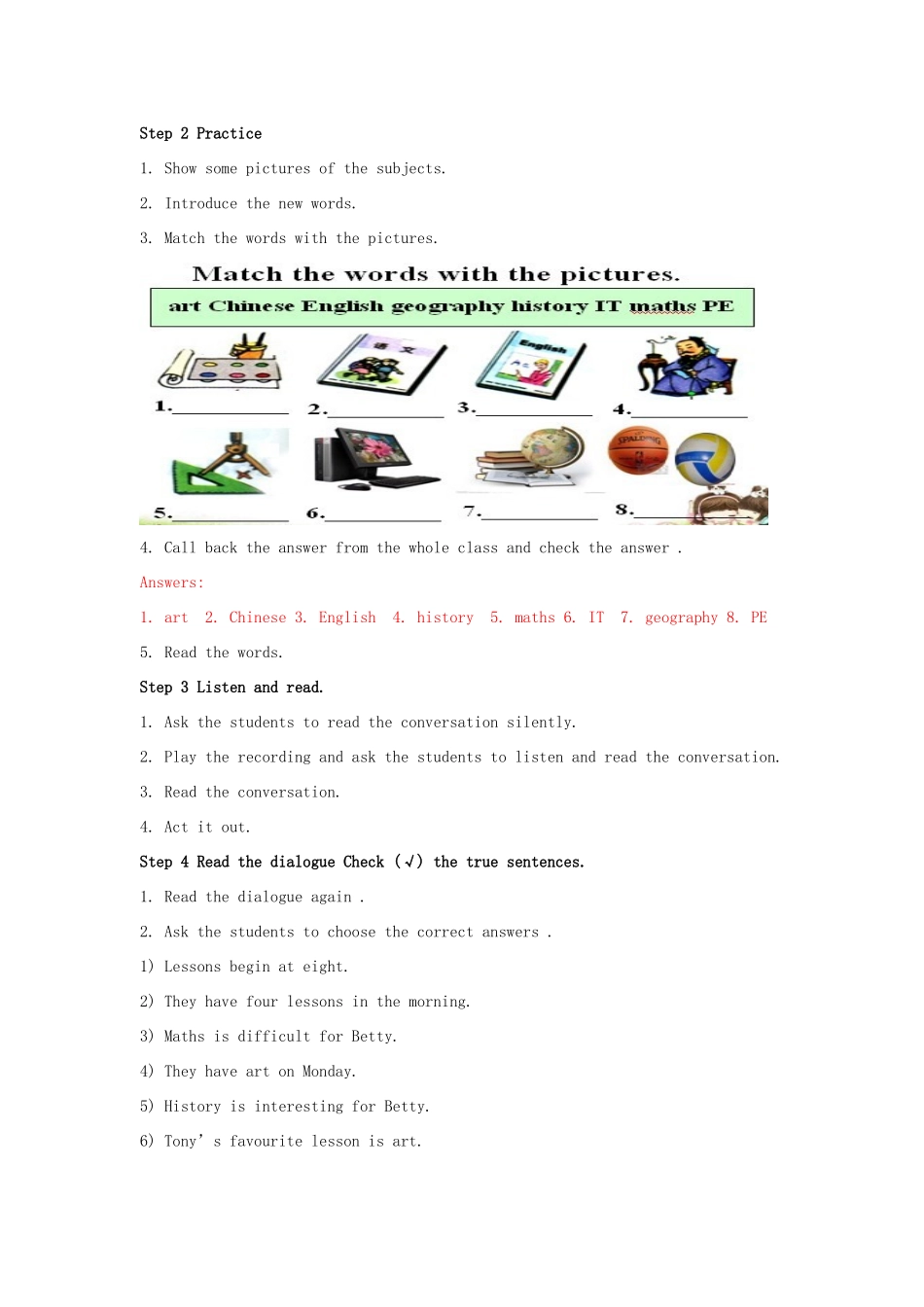七年级英语上册 Module 5 My school day教案 （新版）外研版_第3页