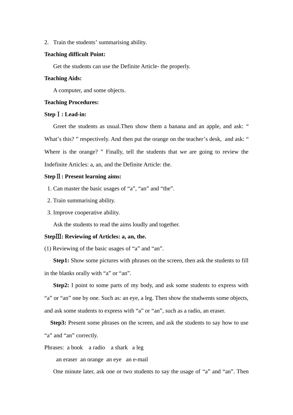 七年级英语上册 Unit6 教案 人教新目标版_第2页