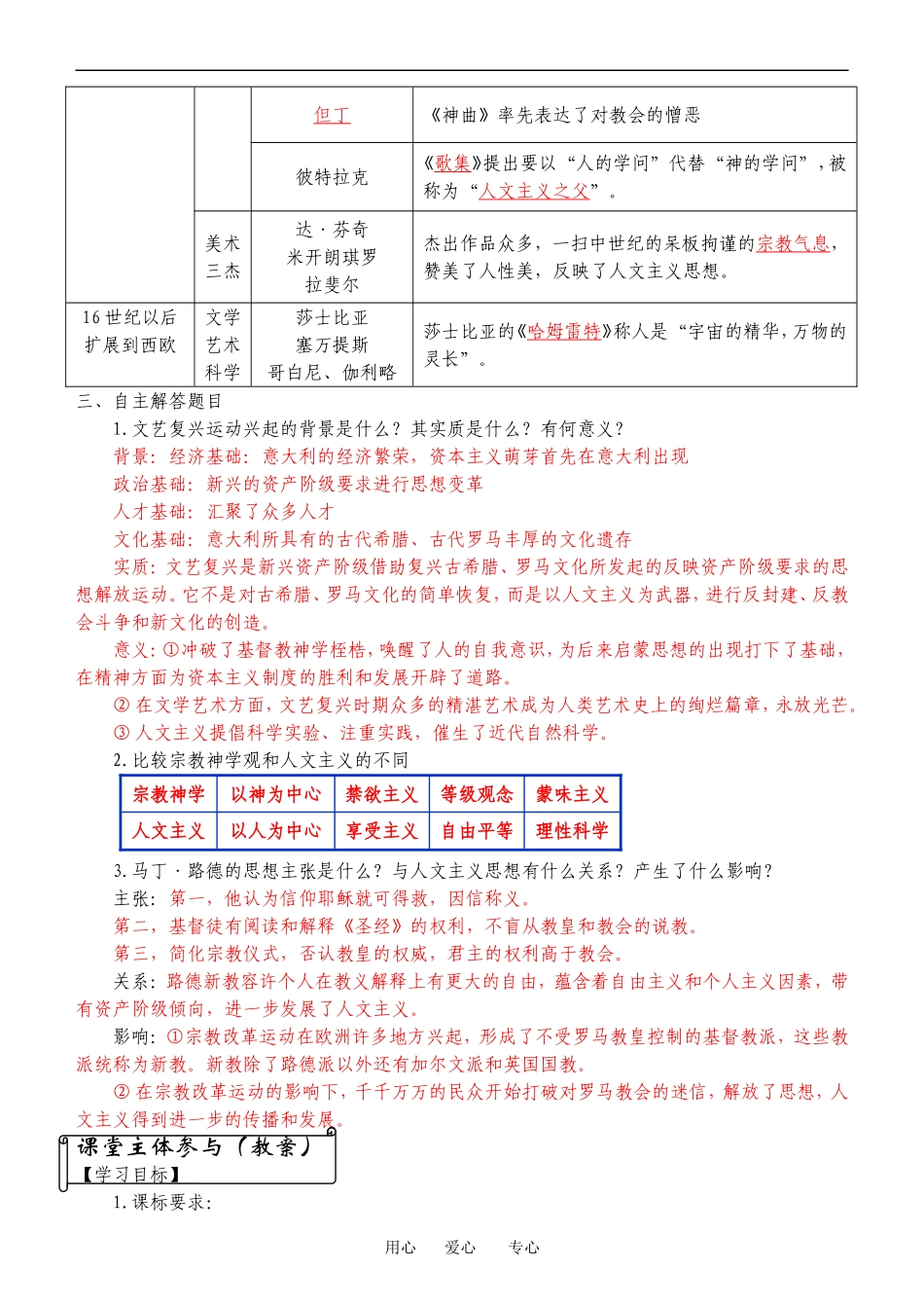高中历史第二单元西方人文精神的起源和发展教案人教版必修3_第2页