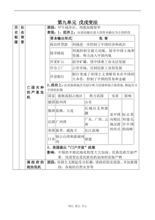 高中历史第九单元 戊戌变法人教版选修一