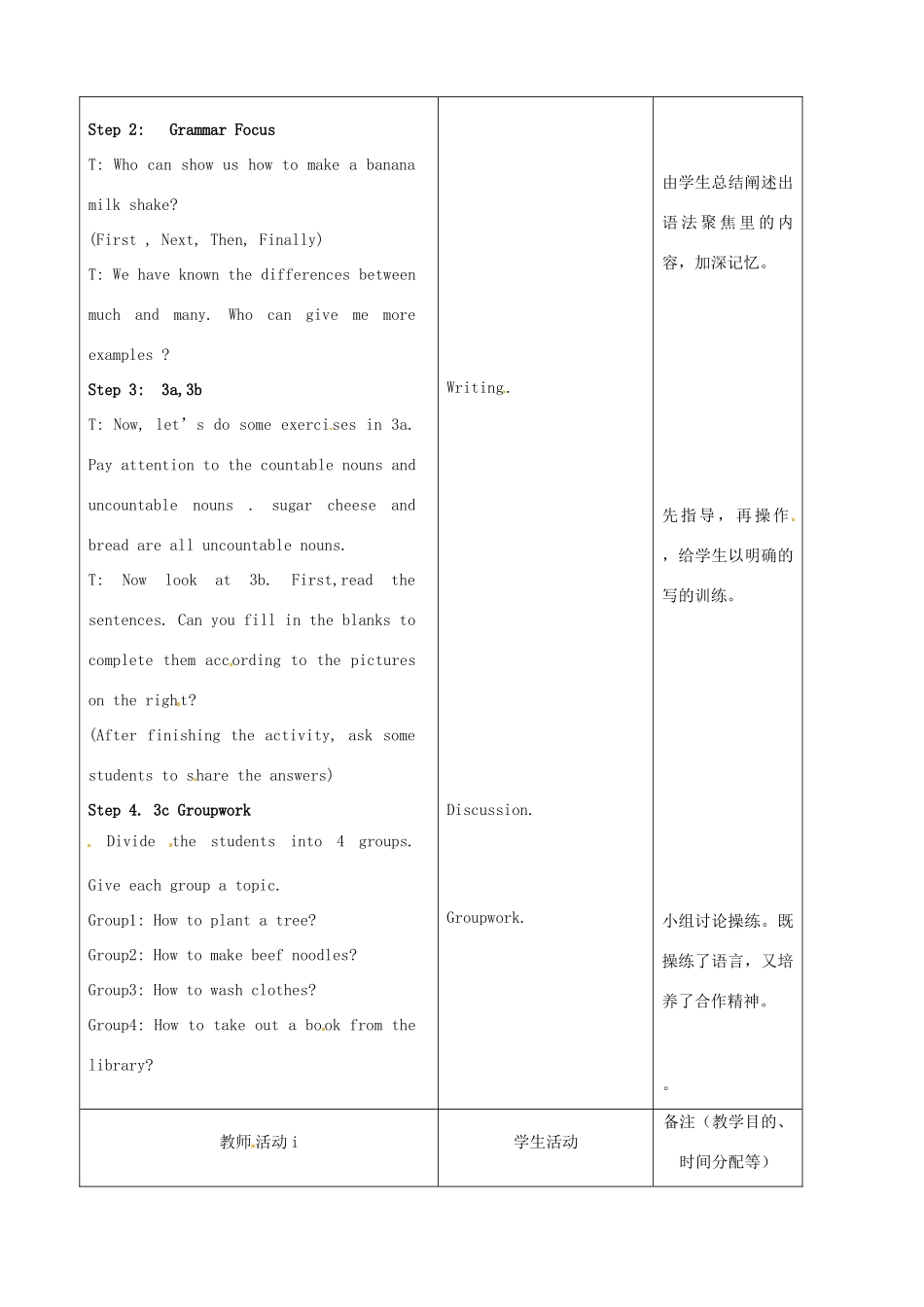 吉林省四平市第十七中学八年级英语上册 Unit 8 How do you make a banana milk shake（第3课时）教案 （新版）人教新目标版_第2页