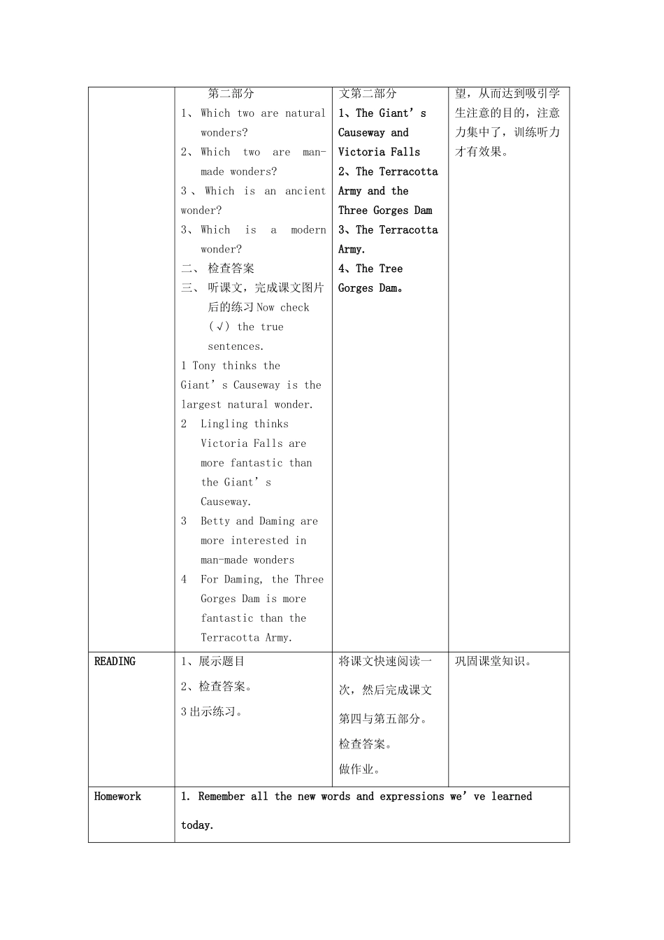 学年九年级英语上册 Module 1 Wonders of the world Unit 1 It’s more than 2，000 years old教案 （新版）外研版-（新版）外研版初中九年级上册英语教案_第2页